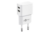 Mobil - Adaptere og ladere - Goobay Dual USB charger 2.4 A (12W) white - 44952