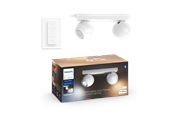 Smarthus - Philips Hue Buckram Double Spotlight - Hvit- Med Dimmebryter - 929003047801