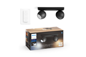 Smarthus - Philips Hue Buckram Double Spotlight - Svart - Med Dimmebryter - 929003047901