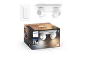 Smarthus - Philips Hue Buckram Quadruple Spotlight - Hvit- Med Dimmebryter - 929003048201