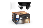 Smarthus - Philips Hue Buckram Quadruple Spotlight - Svart- Med Dimmebryter - 929003048301