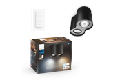 Smarthus - Philips Hue Pillar Double Spotlight - Svart - Med Dimmebryter - 929003811401