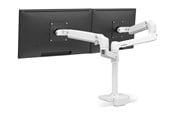 Skjermholder - Ergotron LX Dual Stacking Arm (white) with Low-Profile Top-Mount Clamp - 45-610-216