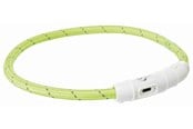 Hund - Trixie Flash Light Ring USB Illuminated Dog Safety Collar Green Size M-L 7mm 45cm - TX12701