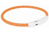 Hund - Trixie Flash Light Ring USB Illuminated Dog Safety Collar Orange Size M-L 7mm 45cm - TX12704