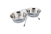 Hund - Trixie Bowl set anti-rattle stainless steel/metal 2 × 1.5 l/ø 21 cm/44 × 10 × 23 cm grey - TX25233