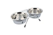 Hund - Trixie Bowl set anti-rattle stainless steel/metal 2 × 0.9 l/ø 16 cm/35 × 8 × 19 cm grey - TX25232