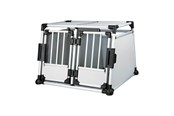 Hund - Trixie Double transport box aluminium M–L: 93 × 64 × 88 cm silver/light grey - TX39345