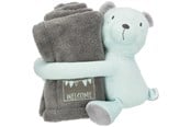 Hund - Trixie Junior cuddly set blanket/bear plush 75 × 50 cm grey/mint - TX37110