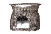 Katt - Trixie Basket cave with bed on top wicker 54 × 43 × 37 cm grey - TX2873