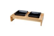 Hund - Trixie Bowl set ceramic/wood 2 × 0.4 l/13 × 13 cm/36 × 7 × 19 cm black - TX24821