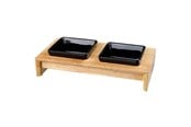 Hund - Trixie Bowl set ceramic/wood 2 × 0.2 l/10 × 10 cm/28 × 5 × 15 cm black - TX24820