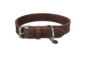 Hund - Trixie Rustic fatleather collar M–L: 42–48 cm/25 mm dark brown - TX19007