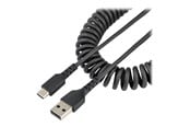 USB - StarTech.com 1m USB A to C Charging Cable Coiled Heavy Duty Fast Charge & Sync High Quality USB 2.0 A to USB Type-C Cable Rugged Aramid Fiber Durable Male to Male USB Cable - R2ACC-1M-USB-CABLE