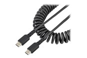 USB - StarTech.com 20in (50cm) USB C Charging Cable Coiled Heavy Duty Fast Charge & Sync USB-C Cable USB 2.0 Type-C Cable Rugged Aramid Fiber Durable Male to Male USB Cable Black - R2CCC-50C-USB-CABLE