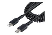 USB - StarTech.com USB C to Lightning Cable 1m (3ft) MFi Certified Coiled iPhone Charger Cable Black - RUSB2CLT1MBC