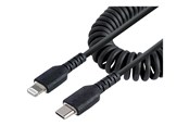 USB - StarTech.com USB C to Lightning Cable 50cm/20in MFi Certified Coiled iPhone Charger Cable Black - RUSB2CLT50CMBC