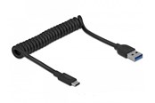 Nettverksadapter - DeLOCK USB 3.1 Gen 2 Coiled Cable Type-A male to Type-C male - 85349