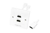 Tilbehør - LogiLink AH0015 HDMI wall plate 2-port with 2x HDMI-A cable F/F 4K/30 Hz white - AH0015