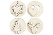 Oppheng & Kroker - Creativ Company Wooden Christmas Pendants 2in1 8st. - 565090