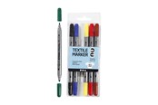 Skrive- & Tegneverktøy - Creativ Company Double-sided Textile Markers - Basic colors 6pcs. - 34819