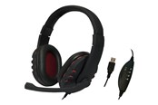 Hodetelefoner - LogiLink Stereo headset 1x USB-A plug boom microphone gaming black/red - HS0033