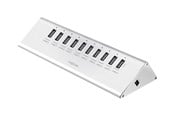 USB-hub - LogiLink USB 2.0 High Speed hub 10-port + 1x Fast Charging port USB-hub - 10 porter - Sølv - UA0226