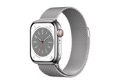 Smartklokke, Smartwatch & Sportsklokke - Apple Watch Series 8 GPS + Cellular 41mm Silver Stainless Steel Case with Silver Milanese Loop - MNJ83DH/A