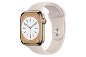 Smartklokke, Smartwatch & Sportsklokke - Apple Watch Series 8 GPS + Cellular 45mm Gold Stainless Steel Case with Starlight Sport Band - MNKM3DH/A