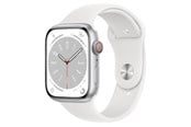 Smartklokke, Smartwatch & Sportsklokke - Apple Watch Series 8 GPS + Cellular 45mm Silver Aluminium Case with White Sport Band - MP4J3DH/A