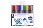 Skrive- & Tegneverktøy - Staedtler Double-ended watercol. brush  18pcs - 3001 TB18