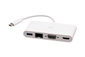 Dokkingstasjon - C2G USB C to HDMI VGA USB A & RJ45 Adapter - 4K 30Hz - White - docking station - USB-C / Thunderbolt 3 - VGA HDMI - GigE - C2G29829