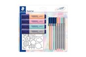 Hobbyartikler - Staedtler Pastel set with 4 textsurfer classic 4 Triplus fineliners 4 Triplus color markers and stickers for coloring - 61 SBK1 PA