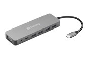 USB-hub - Sandberg USB-C 13-in-1 Travel Dock USB-hub - 13 porter - Sølv - 136-45