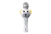 Bærbare festhøyttalere - Lenco BMC-060WH - Karaoke microphone with Bluetooth® SD slot lights Aux out- White - BMC-060WH