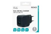 Mobil - Adaptere og ladere - Deltaco USBC-AC148 power adapter - USB 24 pin USB-C - 20 Watt - USBC-AC148