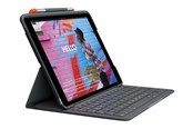 Tastatur - Logitech Slim Folio - keyboard and folio case - QWERTZ - German - oxford grey - Tastatur & Foliosett - Tysk - Grå - 920-011423