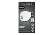 Mobil - Adaptere og ladere - Vivanco 2xUSB Home Charger 3.4A (2.4A+1A) White - 37563