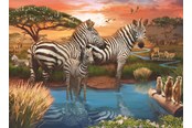 Puslespill - Ravensburger Zebra’s at waterhole - 17376