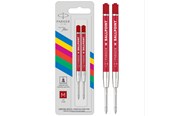 Skoleutstyr - Parker Ballpoint Pen Refill | Medium Tip | Red QUINKflow Ink | 2 Count - 2166545