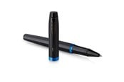 Skrive- & Tegneverktøy - Parker IM Vibrant Rings Rollerball Pen Satin Black Lacquer with Marine Blue Accents Fine Point with Black Ink Refill Gift Box - 2172860