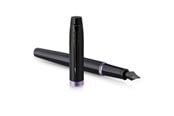 Skrive- & Tegneverktøy - Parker IM Vibrant Rings Fountain Pen | Satin Black Lacquer with Amethyst Purple Accents | Fine Point with Blue Ink Refill | Gift Box - 2172948