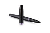 Skrive- & Tegneverktøy - Parker IM Vibrant Rings Rollerball Pen Satin Black Lacquer with Amethyst Purple Accents Fine Point with Black Ink Refill Gift Box - 2172950