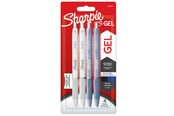 Skrive- & Tegneverktøy - Sharpie S-Gel | Gel Pens | Medium Point (0.7mm) | Frost Blue & White Pearl Barrels | Black & Blue Ink | 4 Count - 2162647