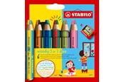 Hobbyartikler - STABILO  woody Arty 3 in 1 cardboard wallet of 6 pens incl. a sharpener MULTI-TALENTED PENCIL WITH TWO-COLORED LEAD. - 208550