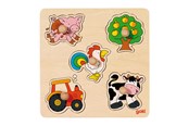 Puslespill - Goki Wooden Stud Puzzle Farm Tre - 57546