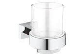 Baderomstilbehør - Grohe Essentials Cube Krystalglas med holder krom - 40755001