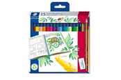 Skrive- & Tegneverktøy - Staedtler triplus® fibre tip pen promotion set with pencil and eraser - 323 C15P