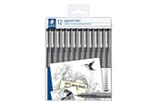 Skrive- & Tegneverktøy - Staedtler Fineliner pigment liner black 12pcs - 308-9 TB12