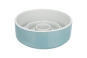 Hund - Trixie Slow Feeding Ceramic Bowl 0.45 l/ø 14 cm grey/blue - TX24520